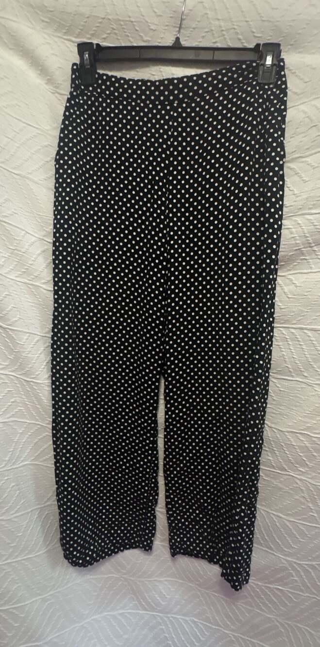 POPSUGAR Black and White Polka Dot Rayon Wide Leg Flowy Palazzo Pants Size M